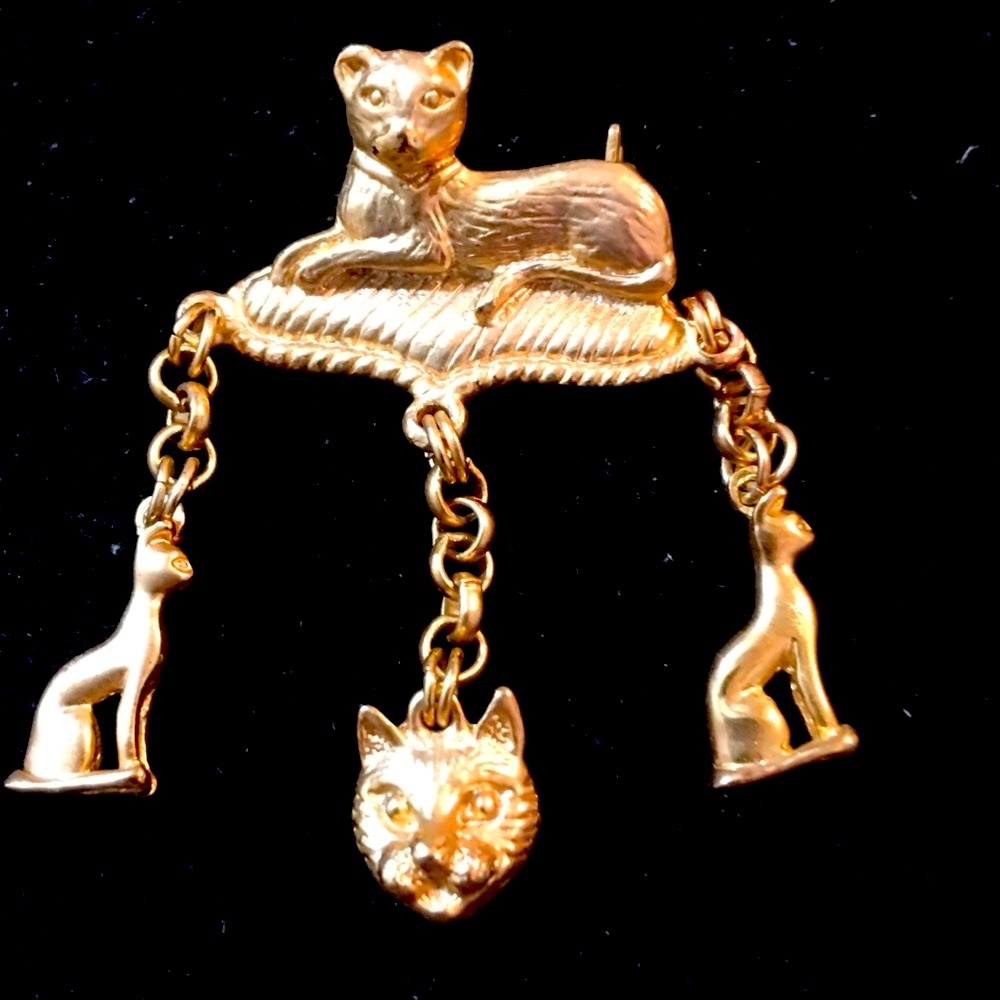 Vintage Gold tone Cats